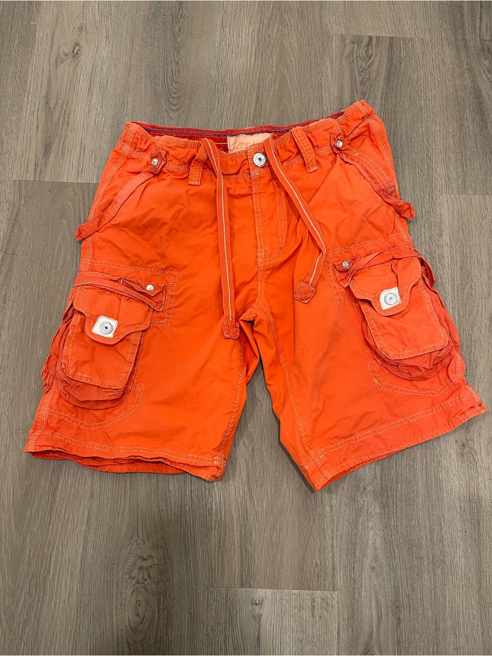 Men's Jetlag Orange Cargo Shorts with Drawstring Waist